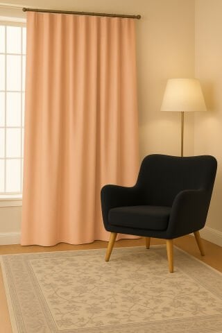 Luna Serisi Kadife Dokulu Fon Perde Yavruağzı