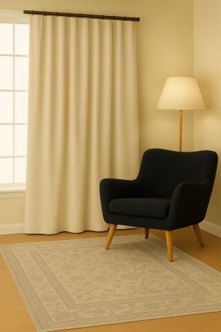 Luna Serisi Kadife Dokulu Fon Perde Açık Bej