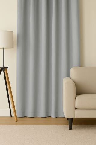 Luna Serisi Kadife Dokulu Fon Perde Açık Gri