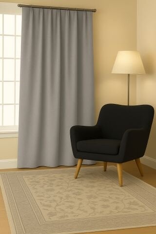 Luna Serisi Kadife Dokulu Fon Perde Açık Gri