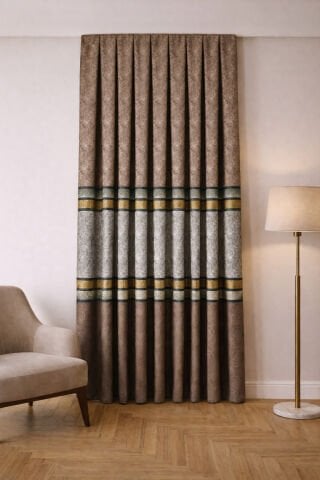 Berlin Pano Fon Perde - Kahverengi