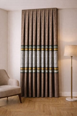 Berlin Pano Fon Perde - Kahverengi