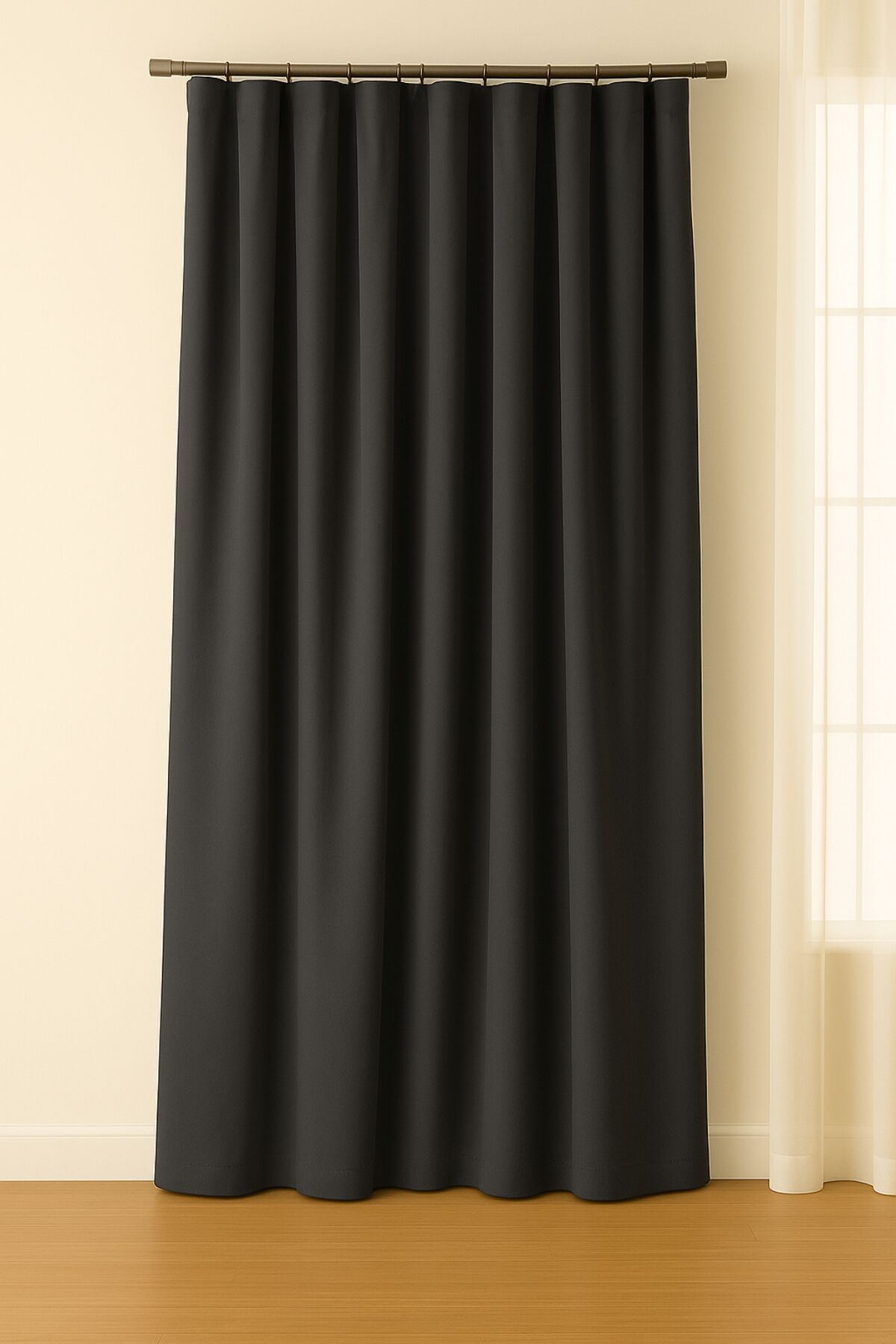 Luna Serisi Kadife Dokulu Fon Perde Antrasit