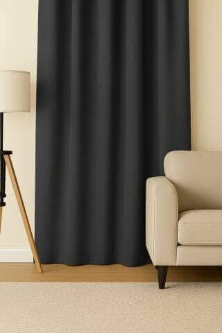 Luna Serisi Kadife Dokulu Fon Perde Antrasit