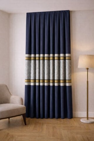 Berlin Pano Fon Perde - Lacivert