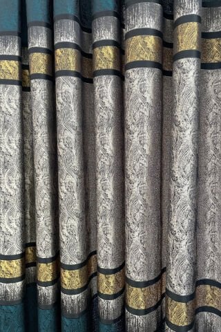 Berlin Pano Fon Perde - Yeşil&Gold