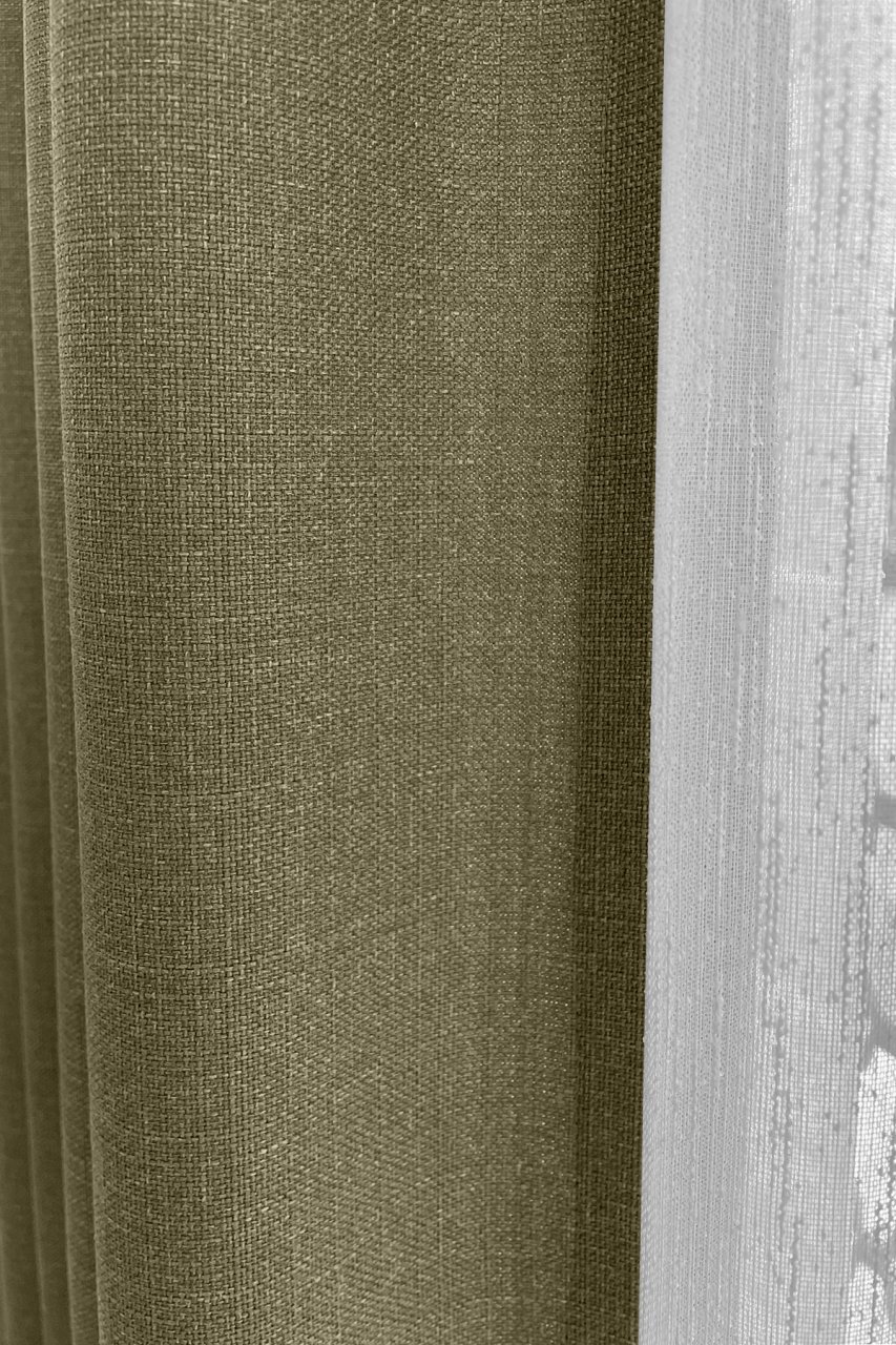 Alaska Keten Fon Perde Haki Yeşili